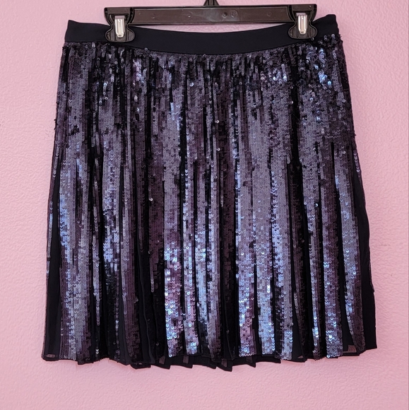 Banana Republic Navy Blue High Waist Pleated Flowy Sequin Skirt/  SIZE 4. - Picture 2 of 9